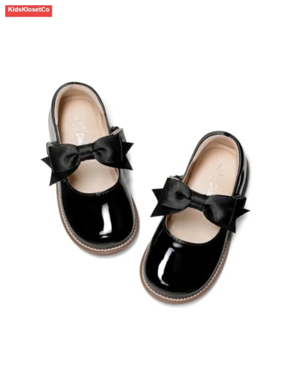 Girls Mary Jane Flats Faux Leather School Uniform Shoes Bow Non-Slip Casual